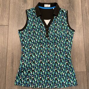 Callaway Hummingbird Print Sleeveless Golf Polo Size S